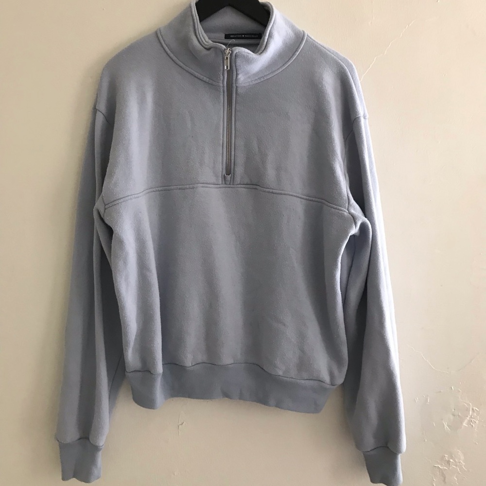 Brandy Melville half zip baby blue sweater